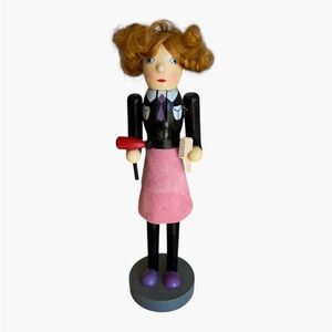 Hairdresser Wooden Nutcracker 2015 Comb and Dryer Rare